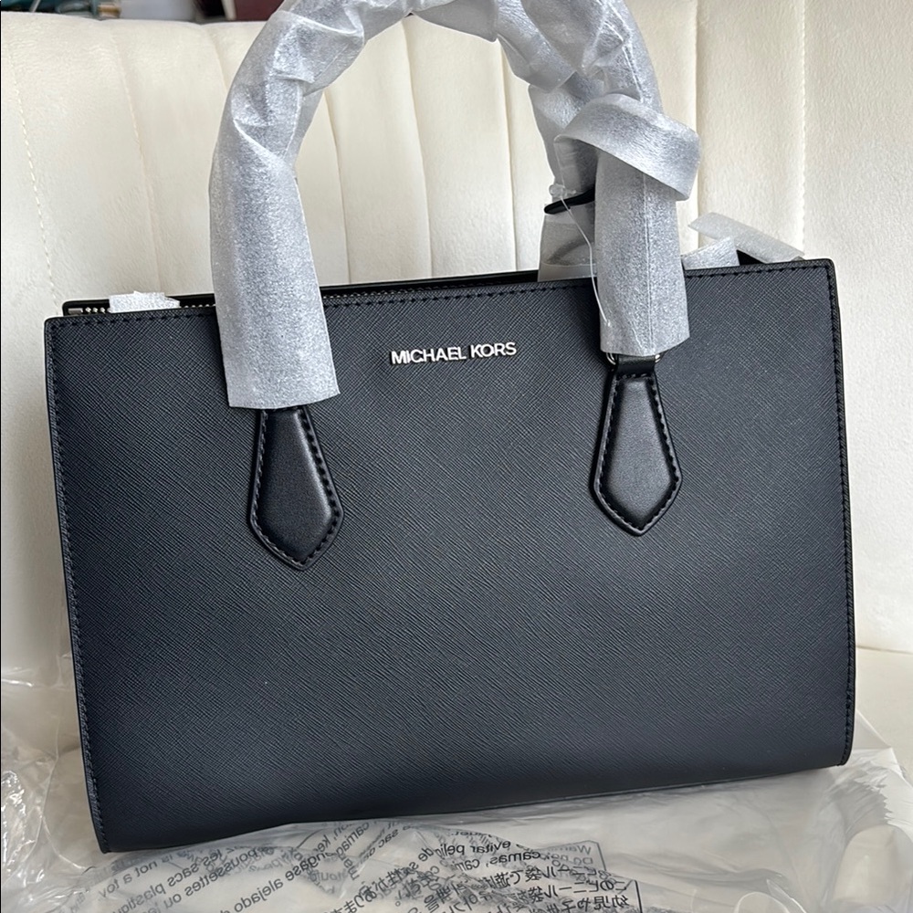 Michael Kors Black Satchel Sheila Structured Leather